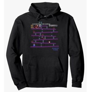 Nintendo Donkey Kong Video Game Graphic Hoodie Black Small